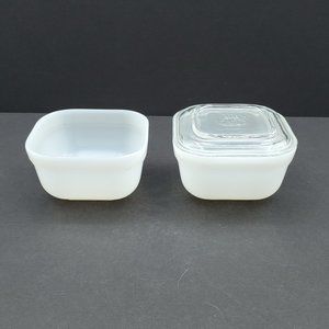 Fire King White Milk Glass Small Refrigerator Dishes Glass Lid